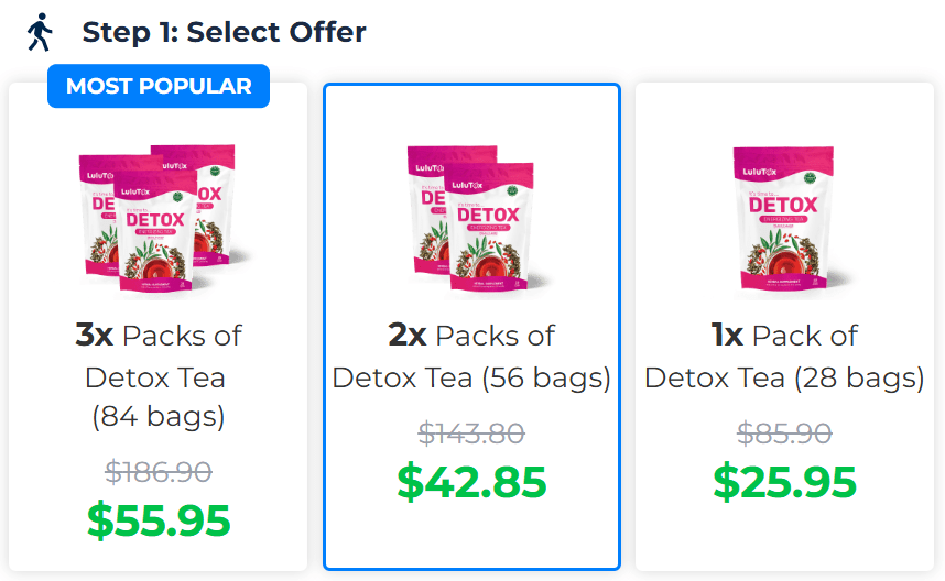 Lulutox Detox Tea Pricing